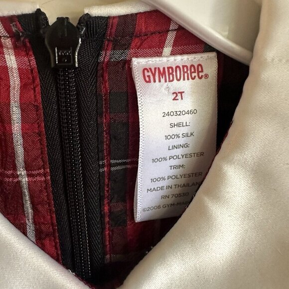 Gymboree Silk Dress Girls 2T Red Plaid‎ Peter Pan Collar Classic Holiday Dress - Picture 4 of 7